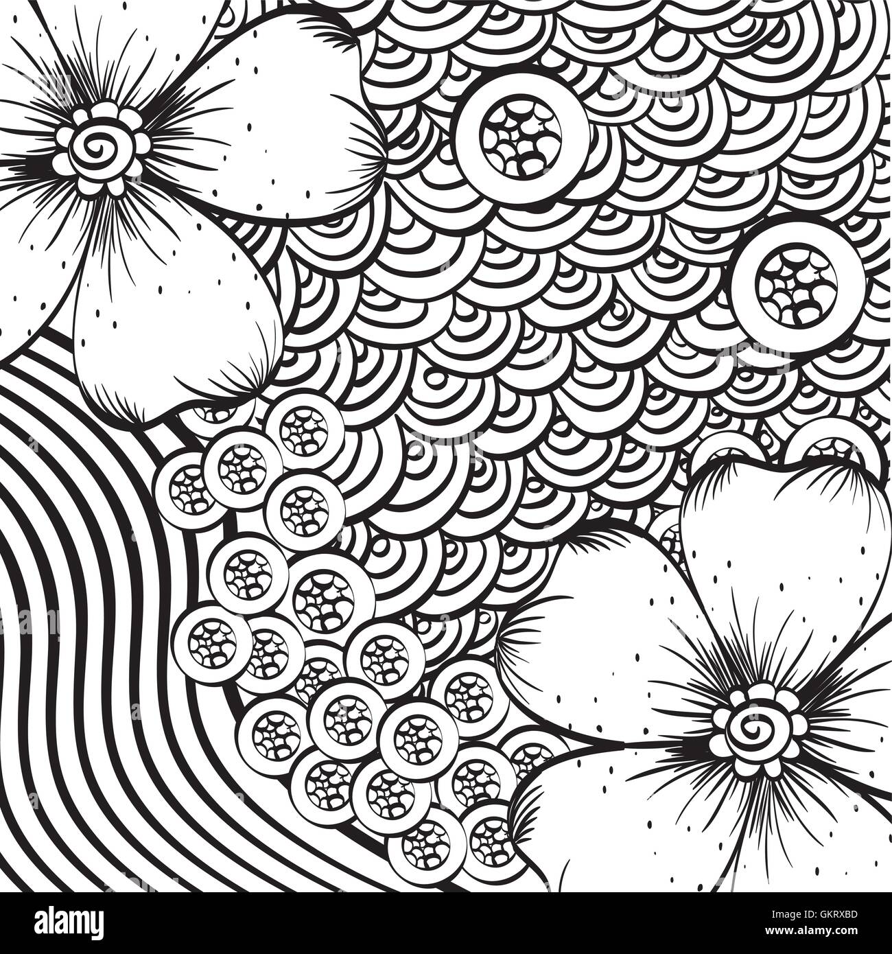 Floral design. Doodle illustration. white background Stock Vector Image ...