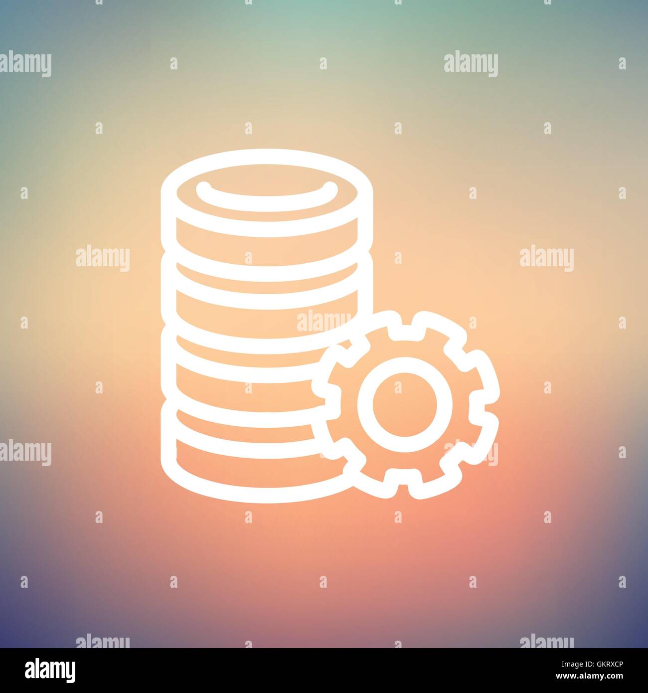 Server with gear thin line icon Stock Vector