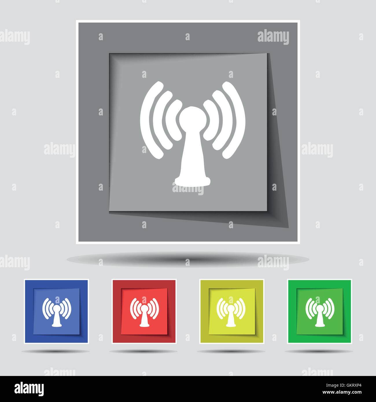 Wi-fi, internet icon sign on original five colored buttons. Vector Stock Vector