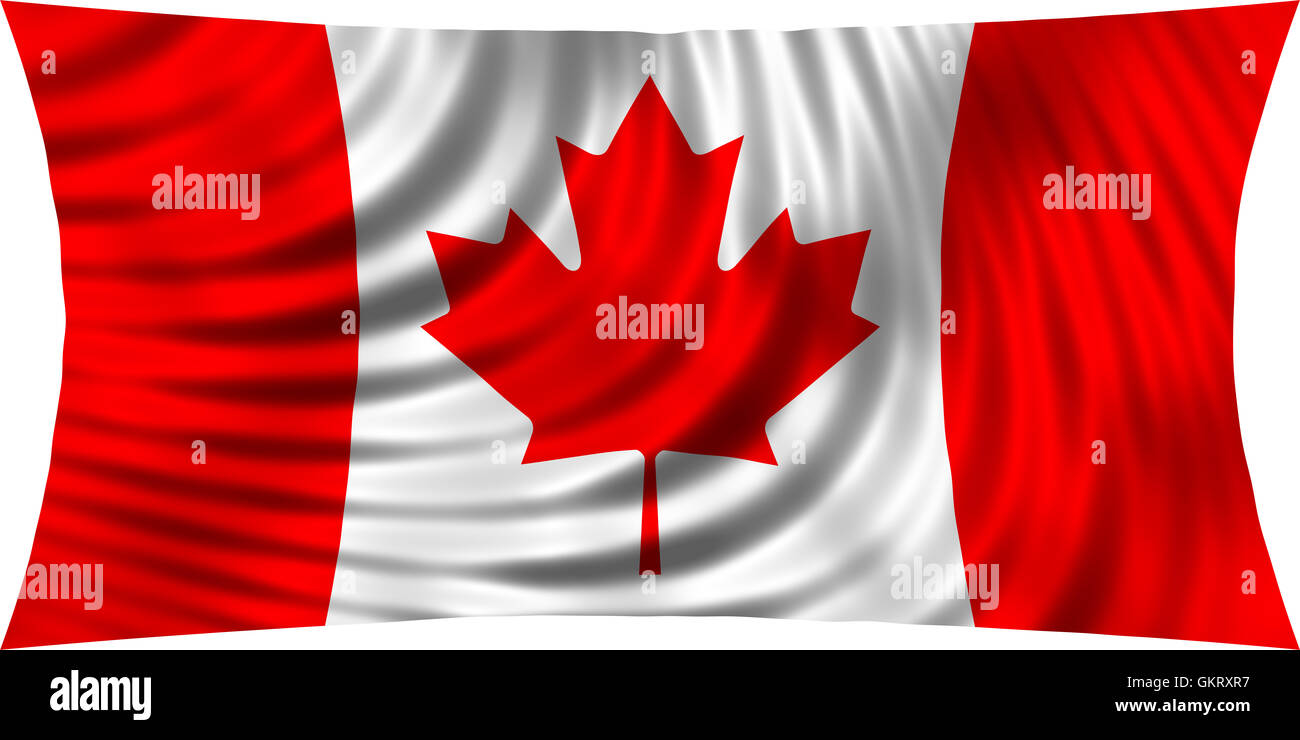 Flag of Canada waving in wind isolated on white background. Canadian national flag. Patriotic symbolic design. 3d rendered Stock Photo