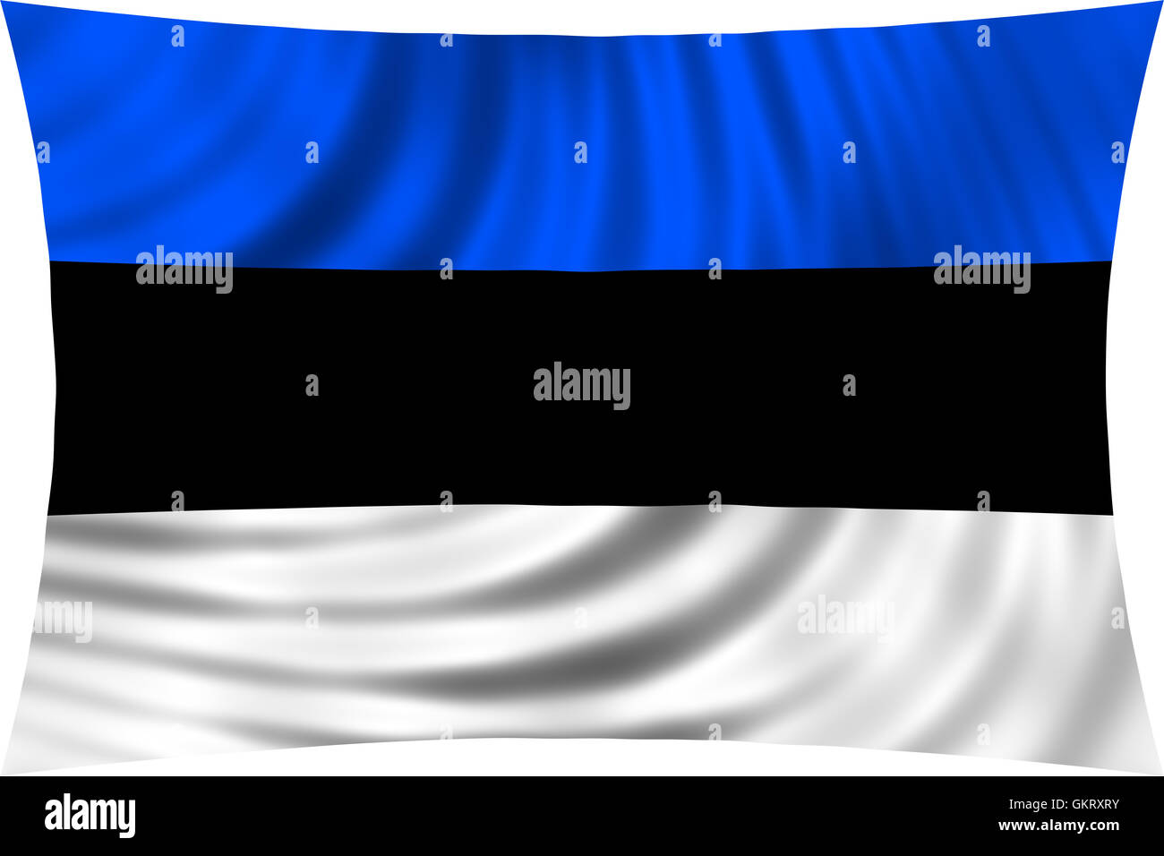 Flag of Estonia waving in wind isolated on white background. Estonian ...