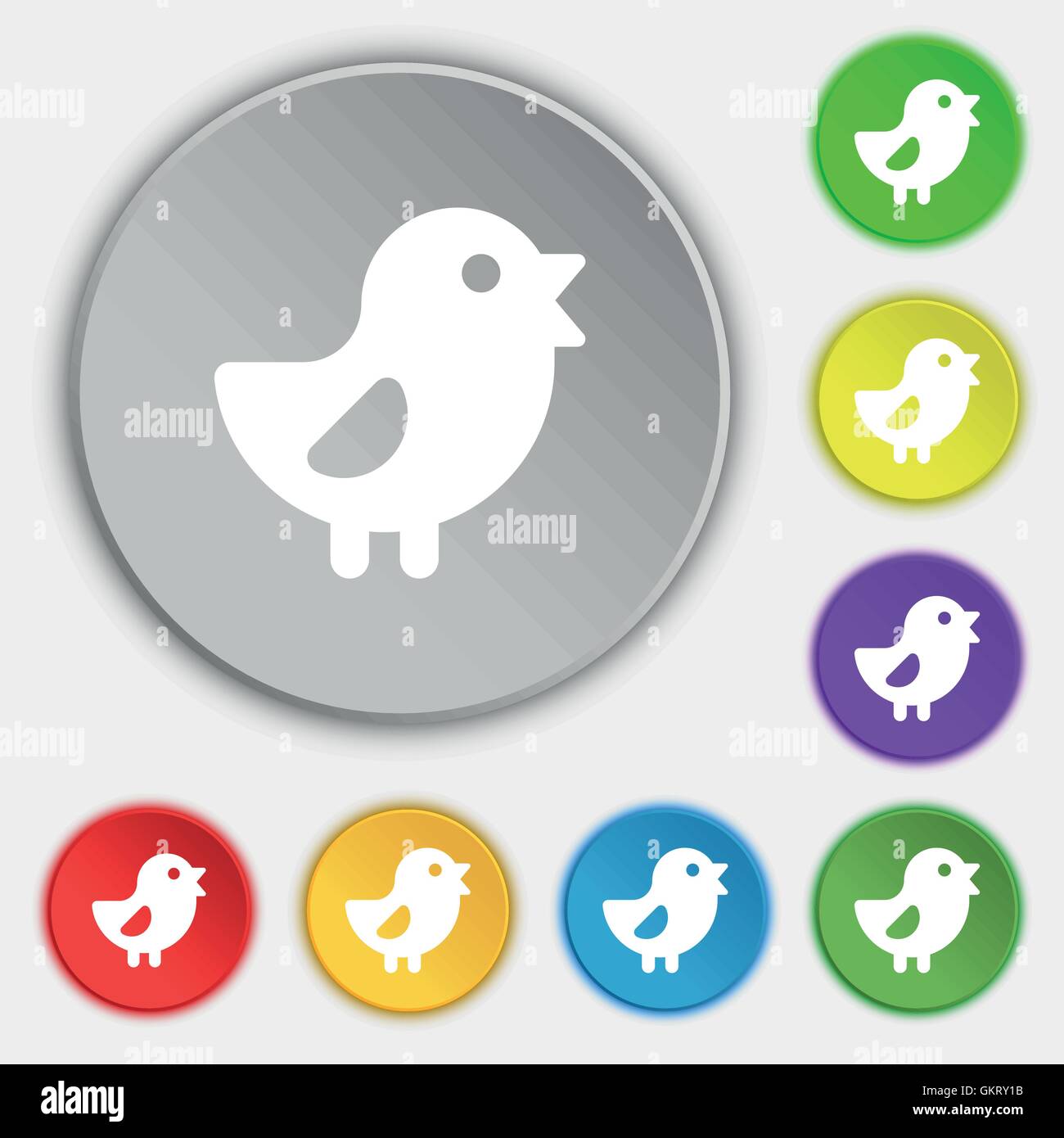chicken, Bird icon sign. Symbol on five flat buttons. Vector Stock ...