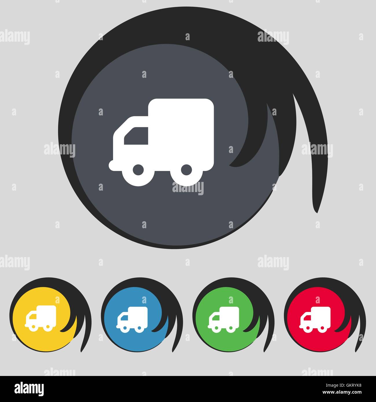 Delivery truck icon sign. Symbol on five colored buttons. Vector Stock Vector