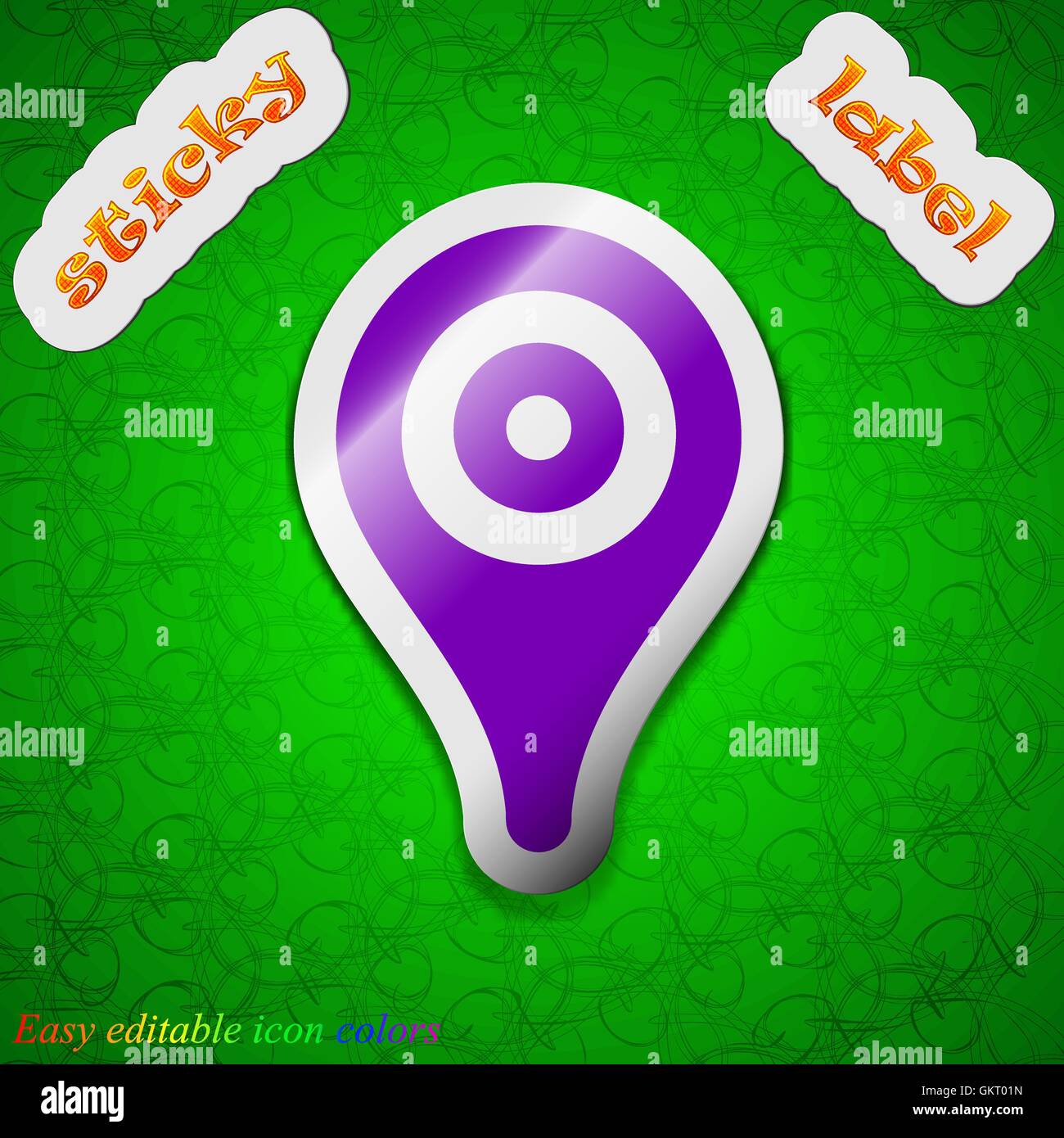 Map pointer, GPS location icon sign. Symbol chic colored sticky label ...