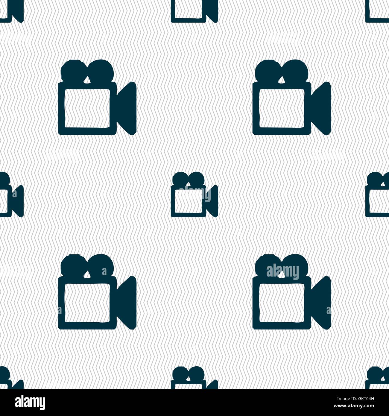 camcorder icon sign. Seamless pattern with geometric texture. Vector Stock Vector