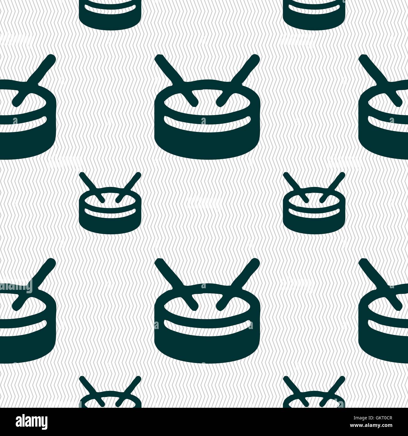 drum icon sign. Seamless pattern with geometric texture. Vector Stock Vector