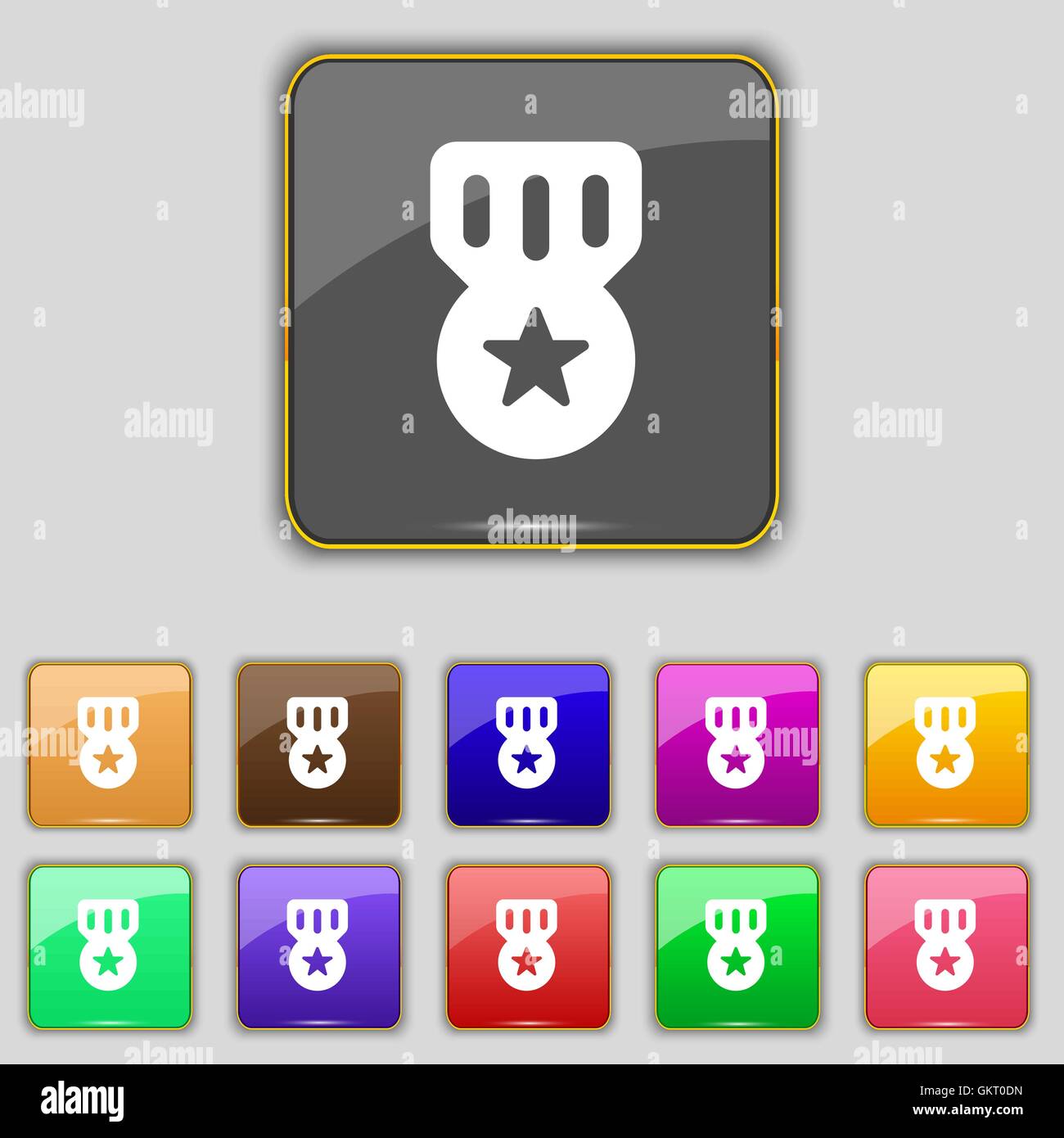 Award, Medal of Honor icon sign. Set with eleven colored buttons for ...