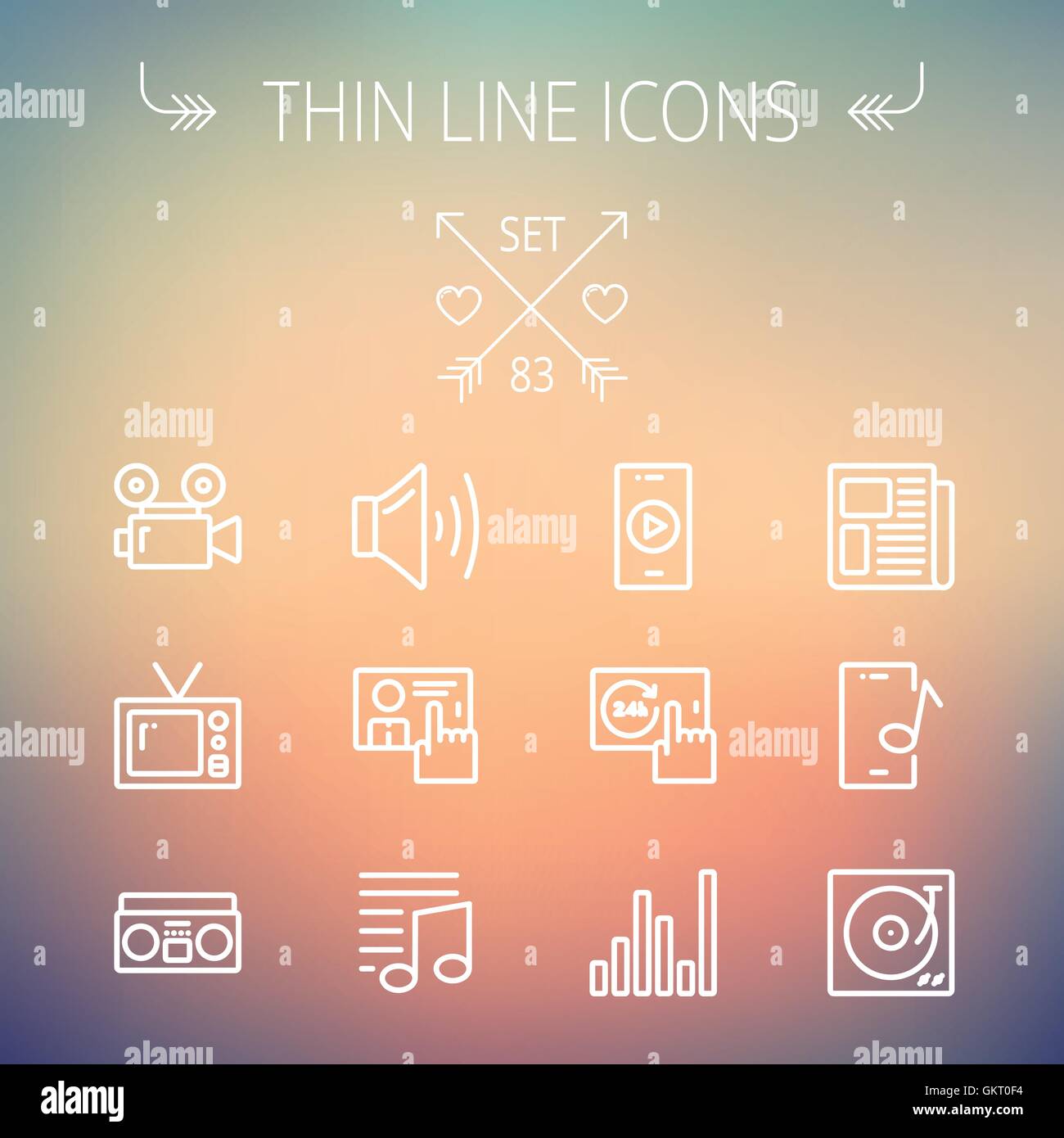 Multimedia thin line icon set Stock Vector Image & Art - Alamy