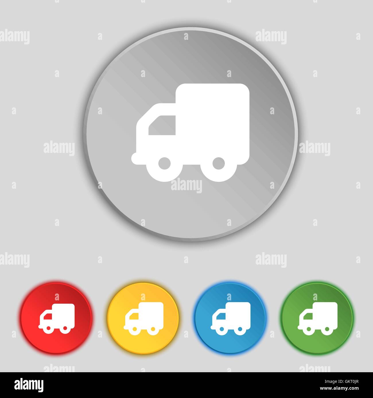 Delivery truck icon sign. Symbol on five flat buttons. Vector Stock Vector