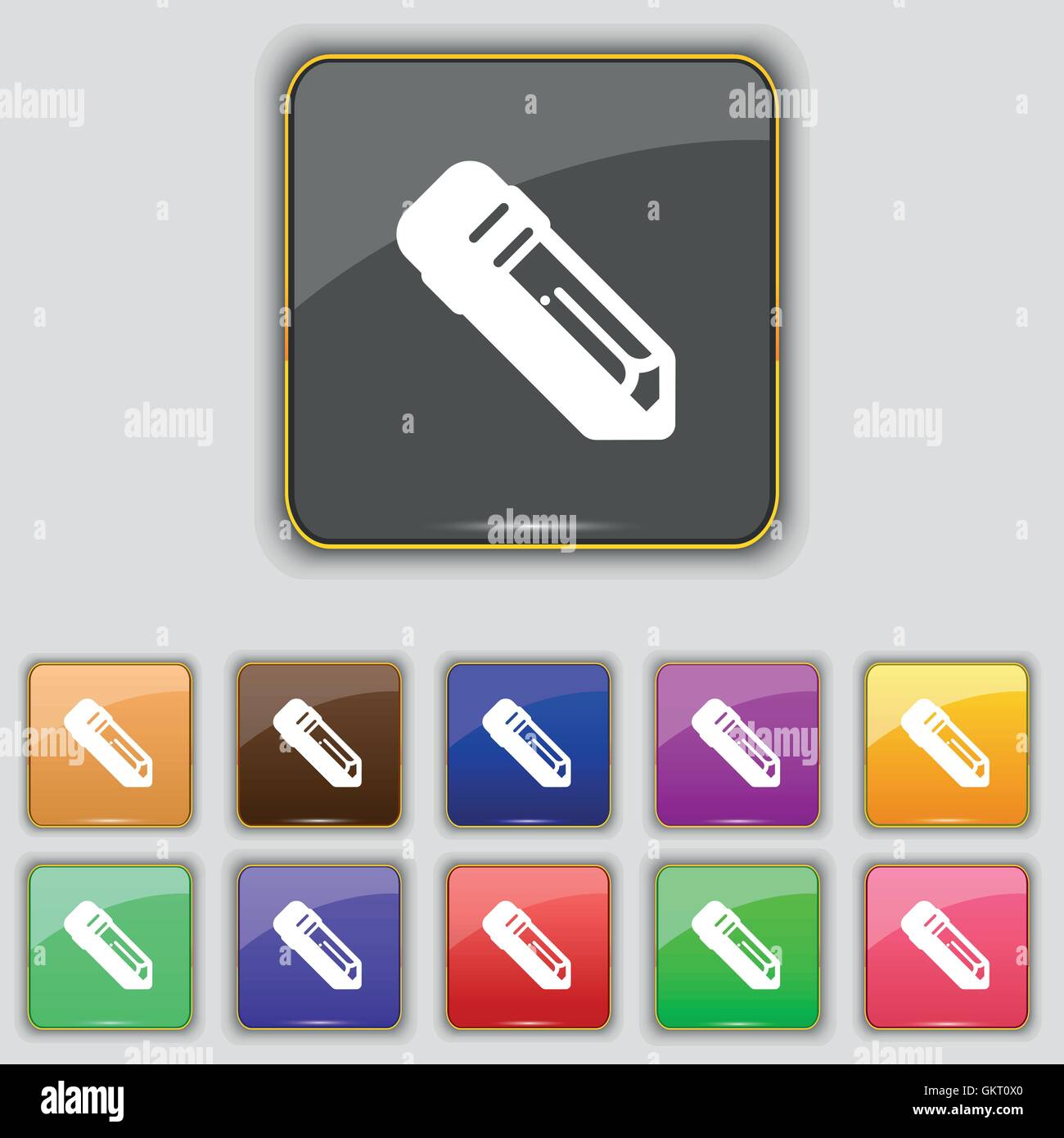 pencil icon sign. Set with eleven colored buttons for your site. Vector ...