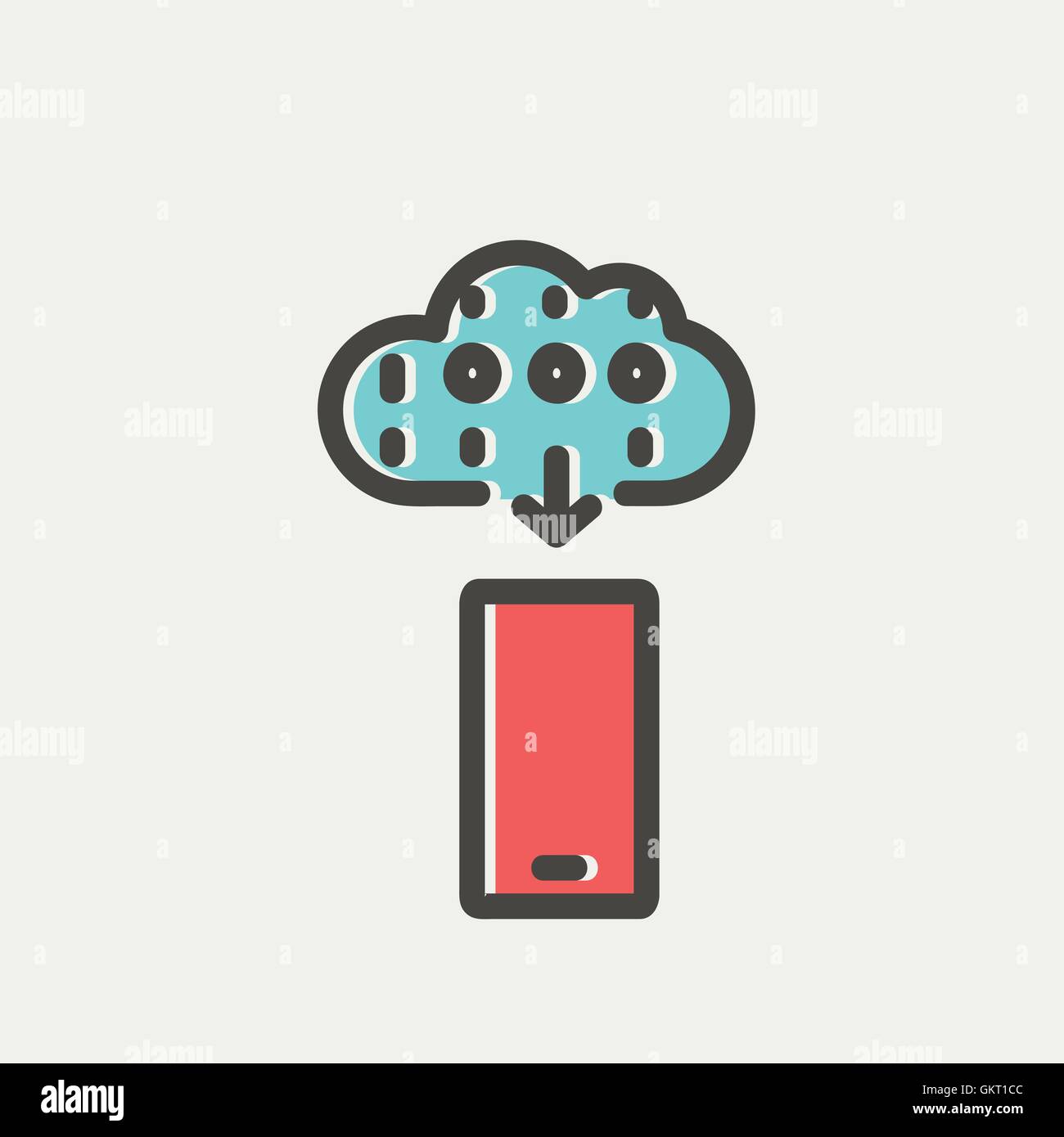 Mobile phone with weather forecast thin line icon Stock Vector