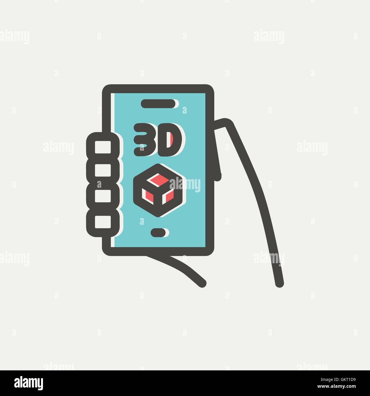 Smartphone with 3D box thin line icon Stock Vector Image & Art - Alamy