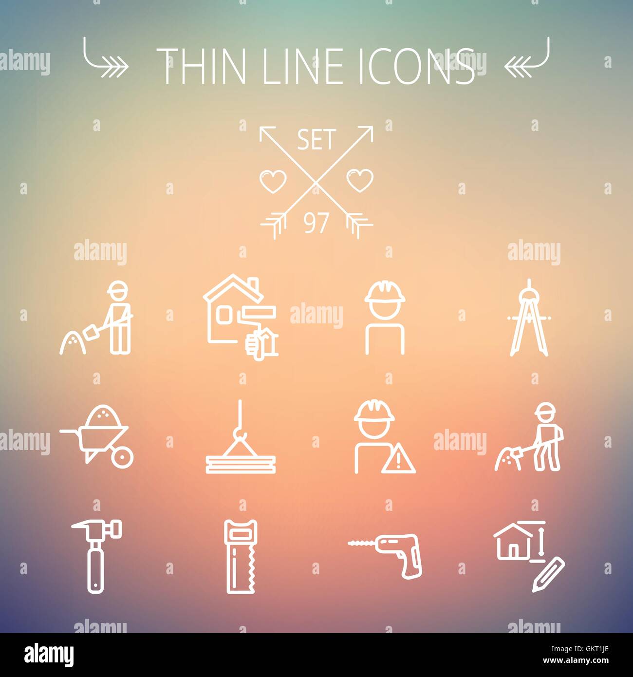 Construction thin line icon set Stock Vector Image & Art - Alamy