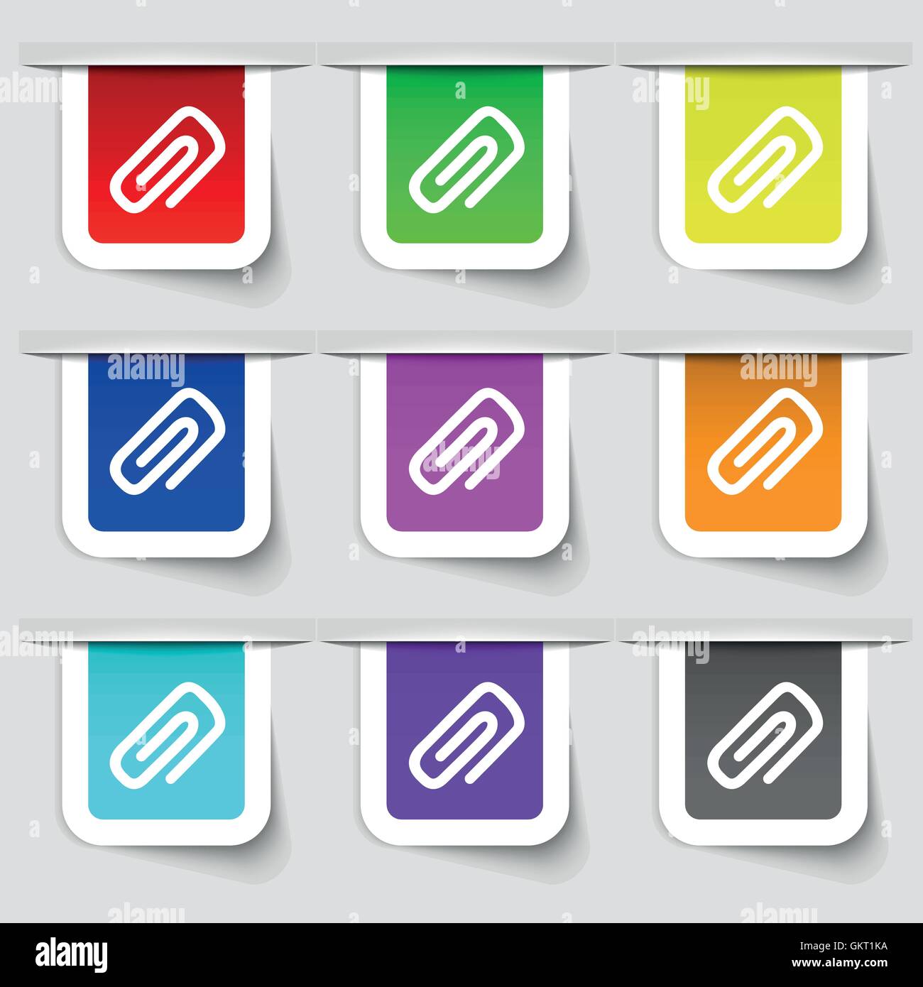 clip to paper icon sign. Set of multicolored modern labels for your ...