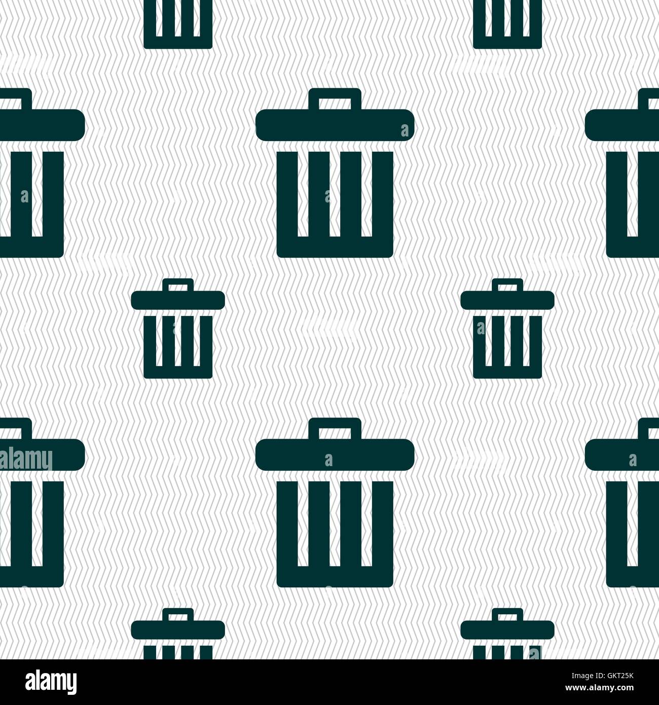 Recycle bin icon sign. Seamless pattern with geometric texture. Vector ...