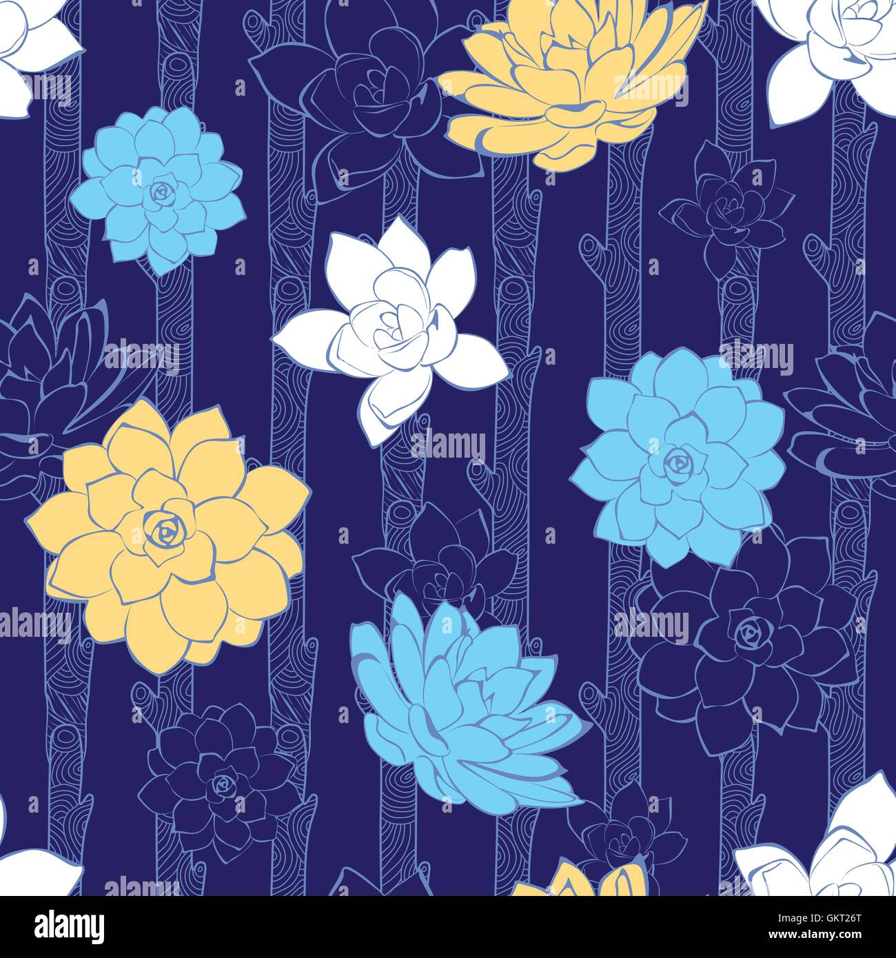 Vector blossoming branches stripes seamless pattern Stock Vector Image ...