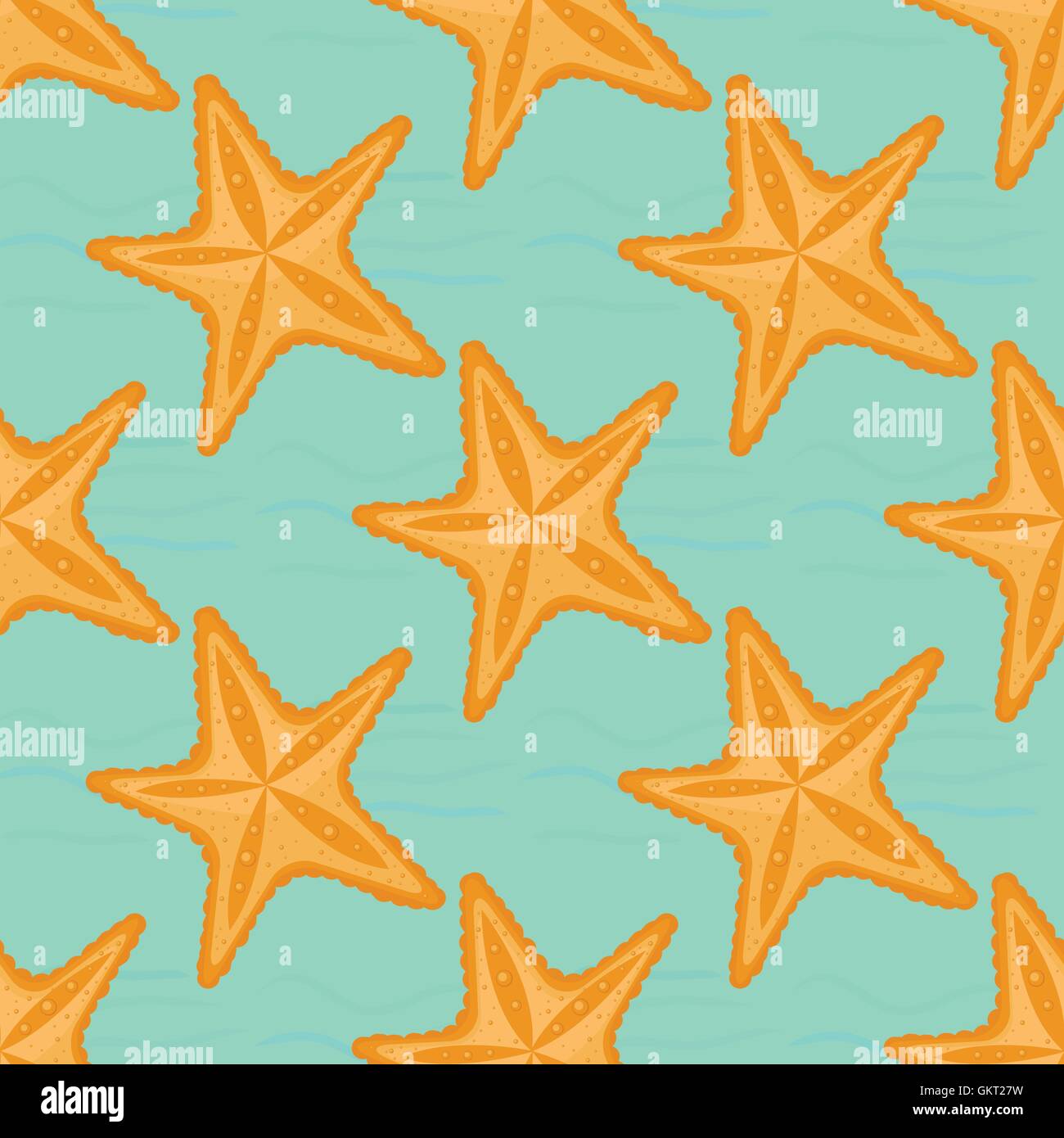 Background with waves and starfish, seamless sea pattern Stock Vector ...