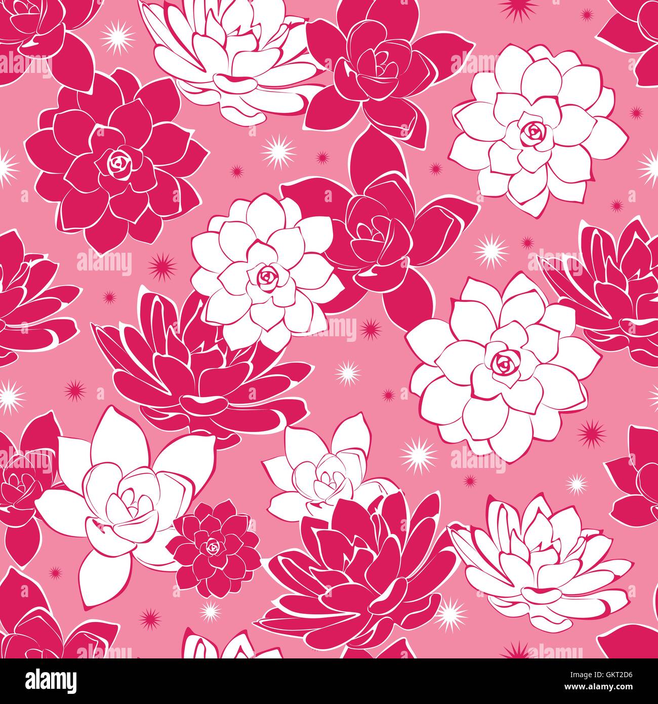 Vector pink ink flowers seamless pattern Stock Vector Image & Art - Alamy