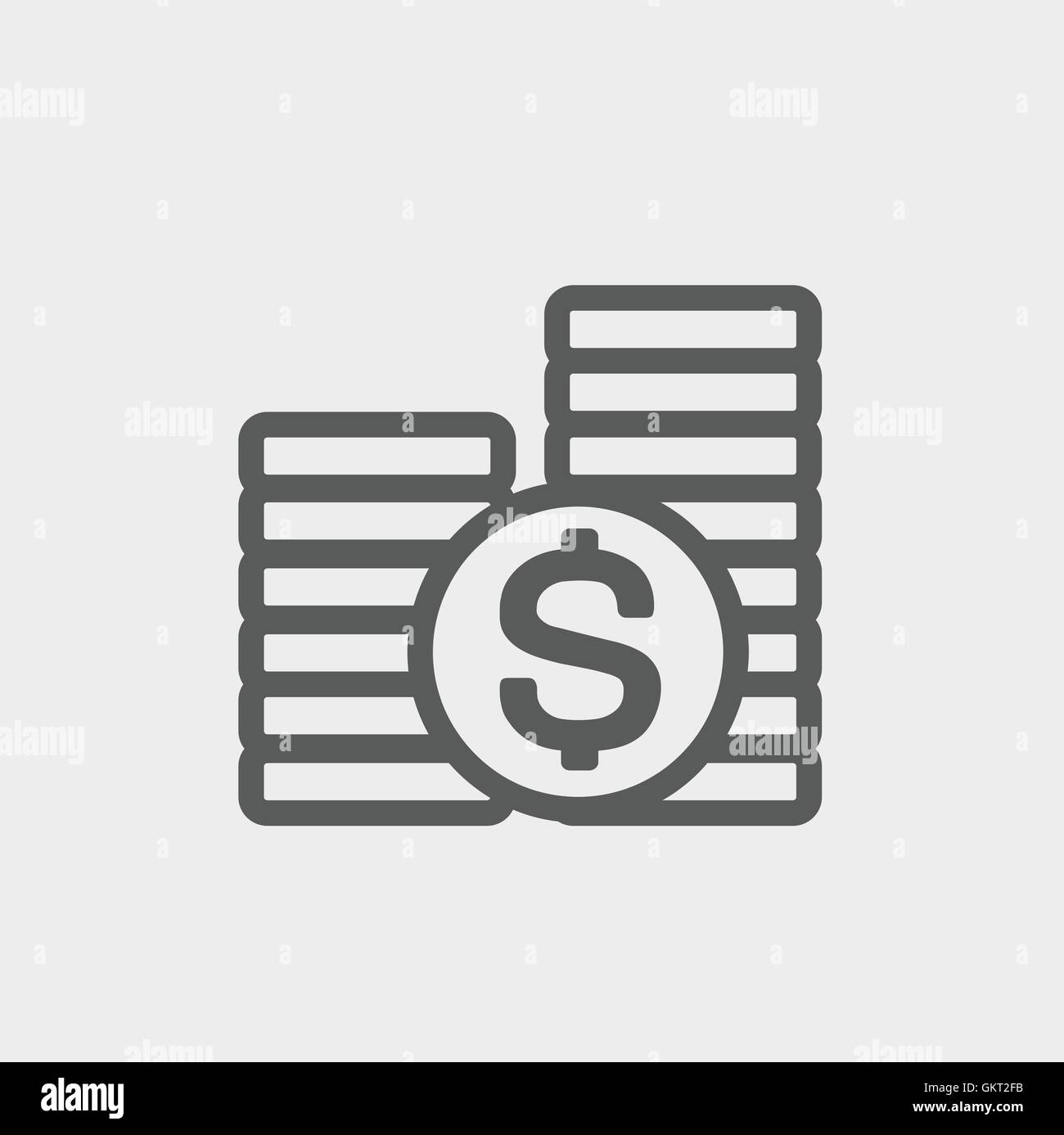Stack of dollar coin thin line icon Stock Vector