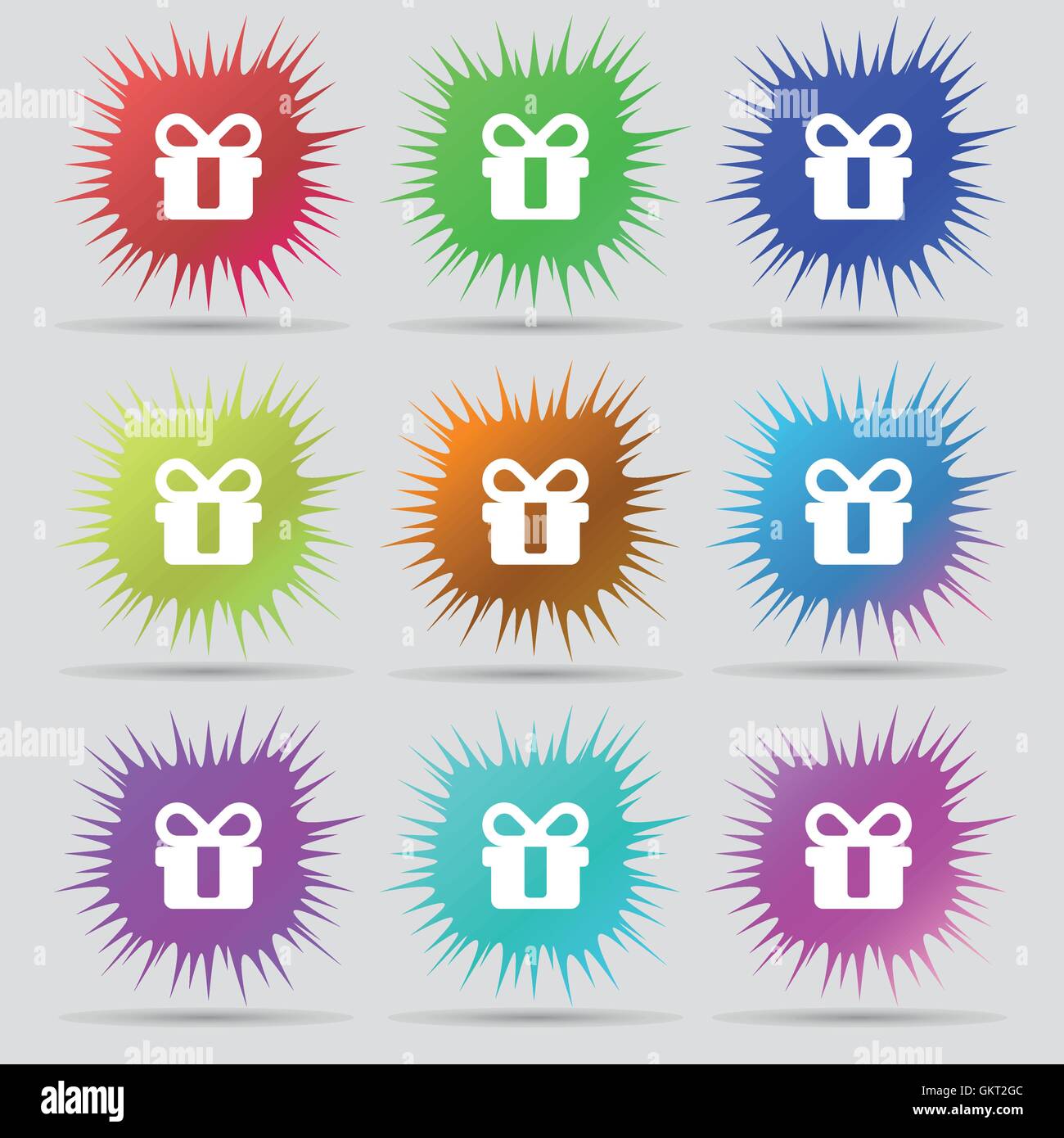 gift icon sign. A set of nine original needle buttons. Vector Stock ...