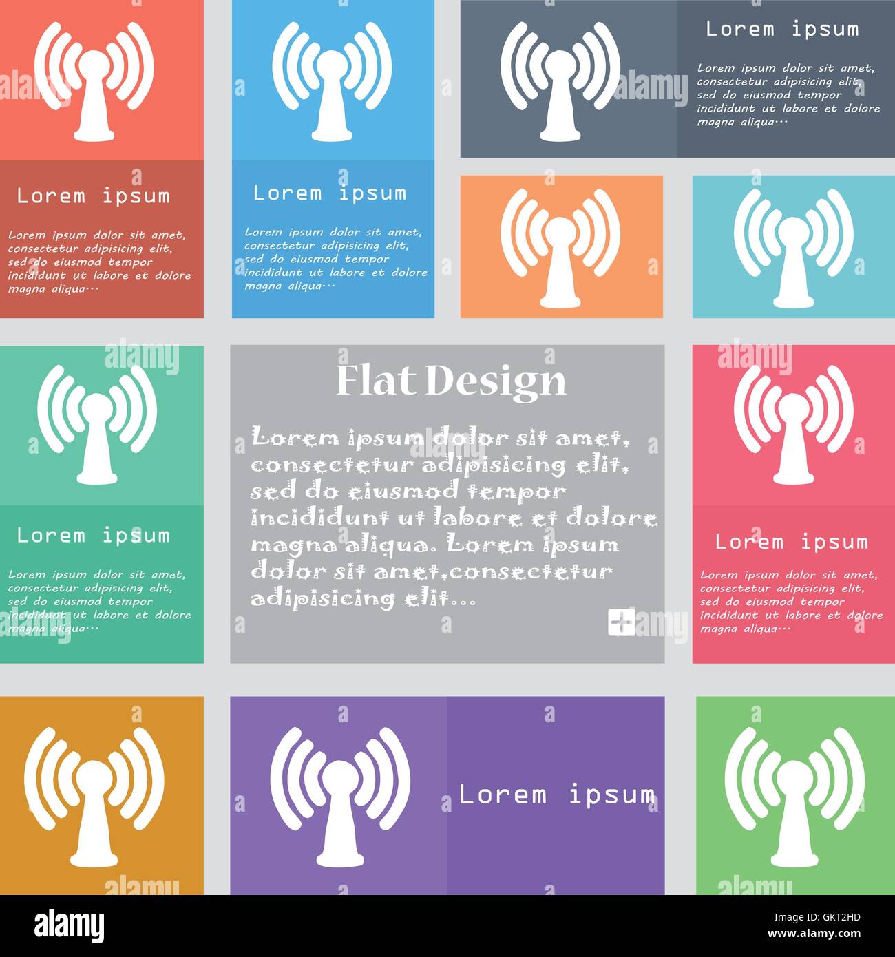Wi-fi, internet icon sign. Set of multicolored buttons with space for text. Vector Stock Vector