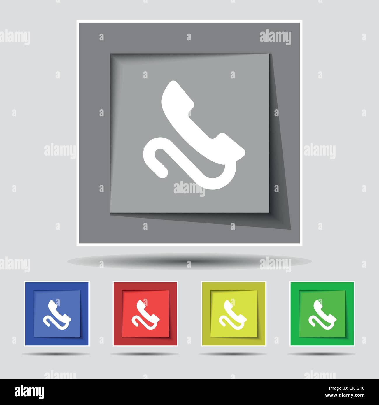 retro telephone handset icon sign on original five colored buttons ...
