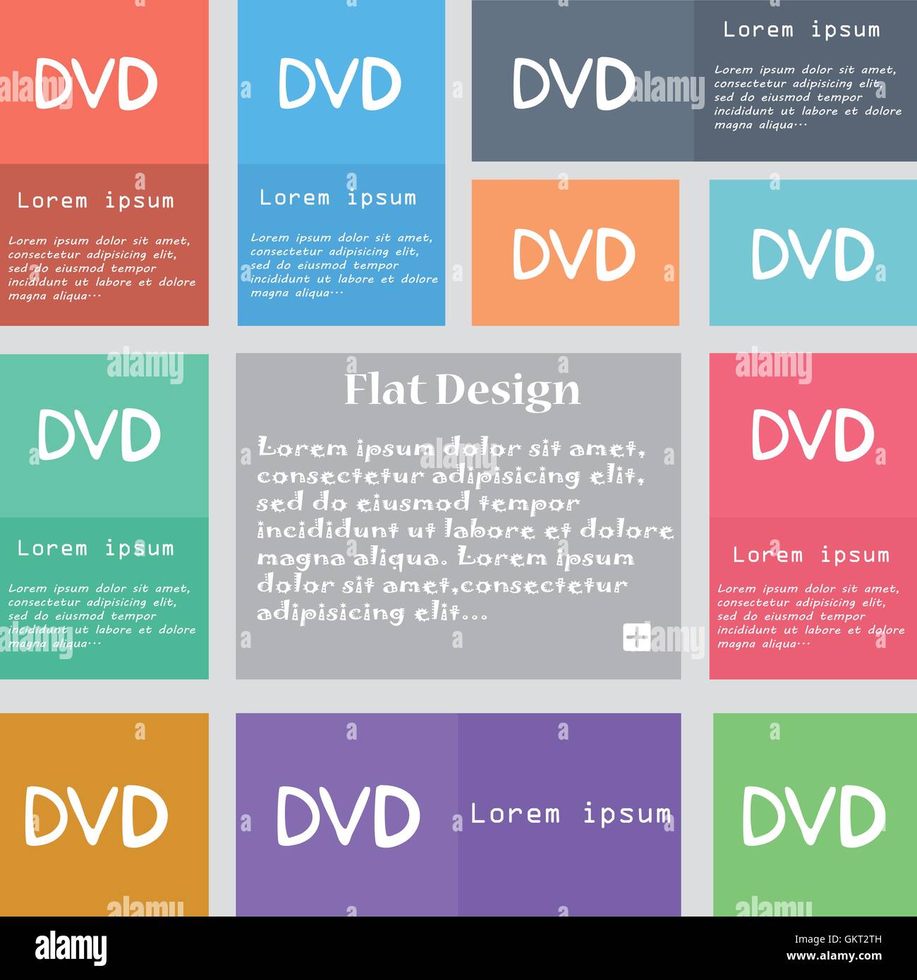 dvd icon sign. Set of multicolored buttons with space for text. Vector ...