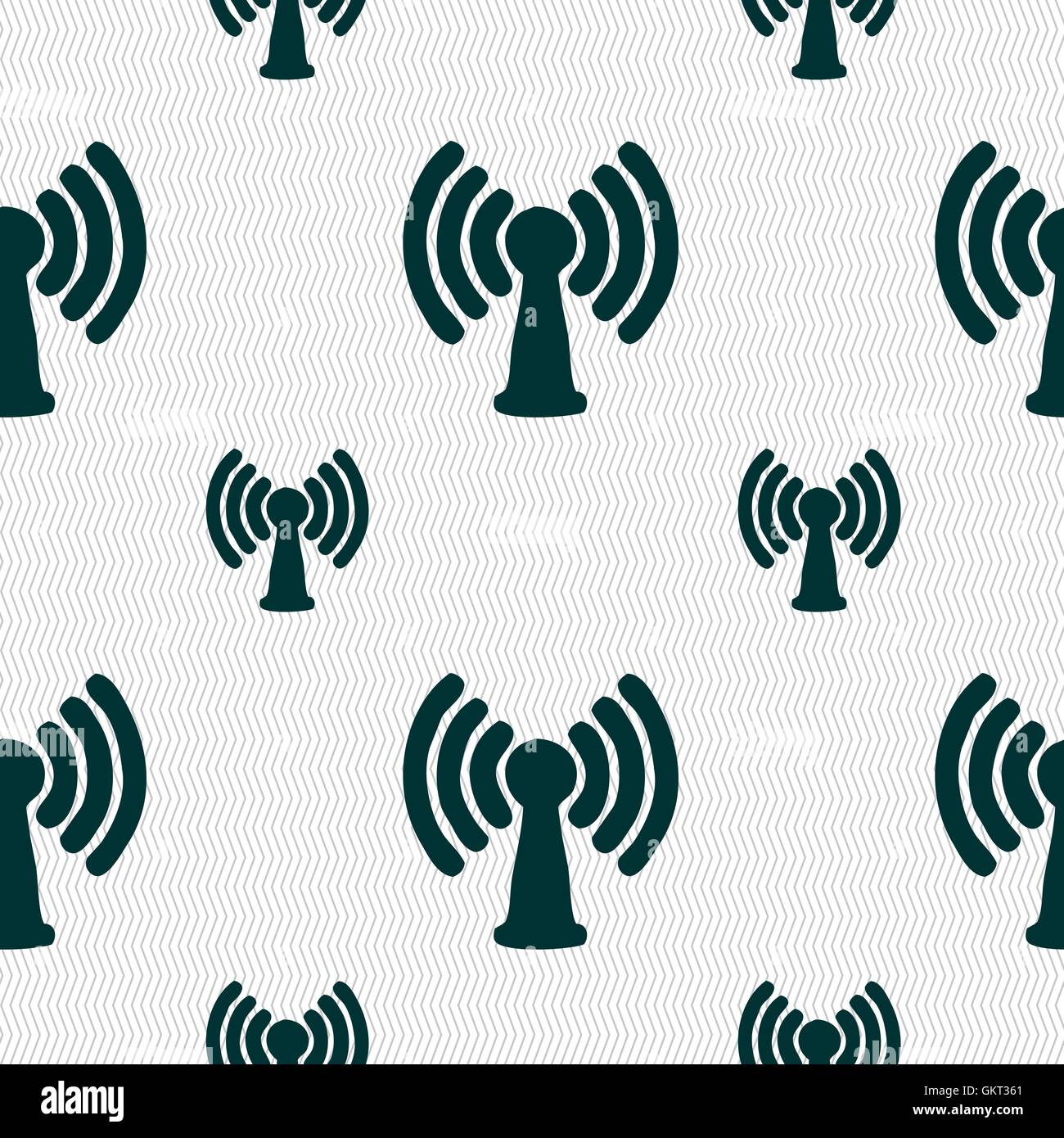 Wi-fi, internet icon sign. Seamless pattern with geometric texture. Vector Stock Vector