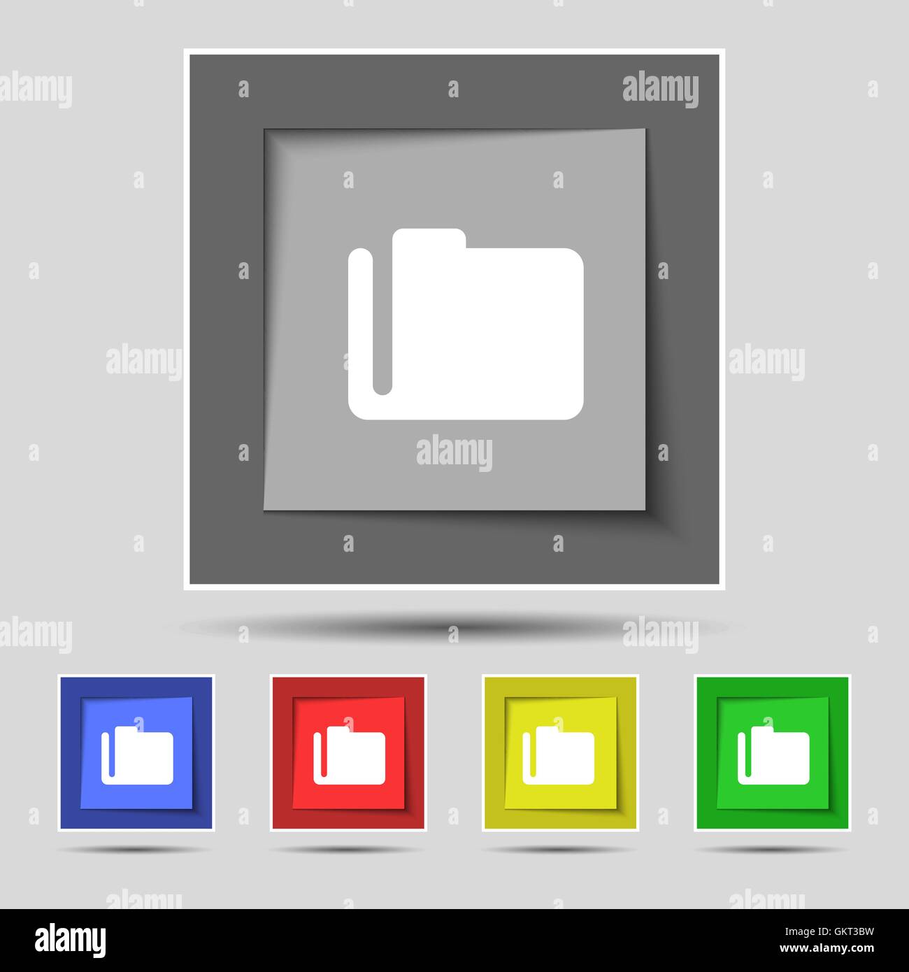 Document folder icon sign on the original five colored buttons. Vector ...
