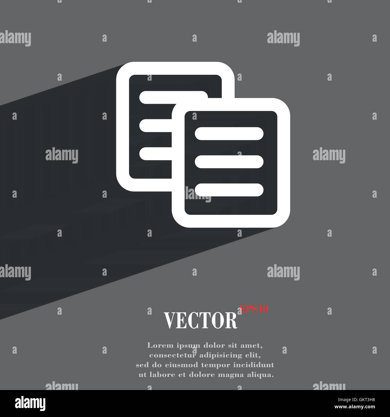 copy icon symbol Flat modern web design with long shadow and space for your text. Vector Stock Vector