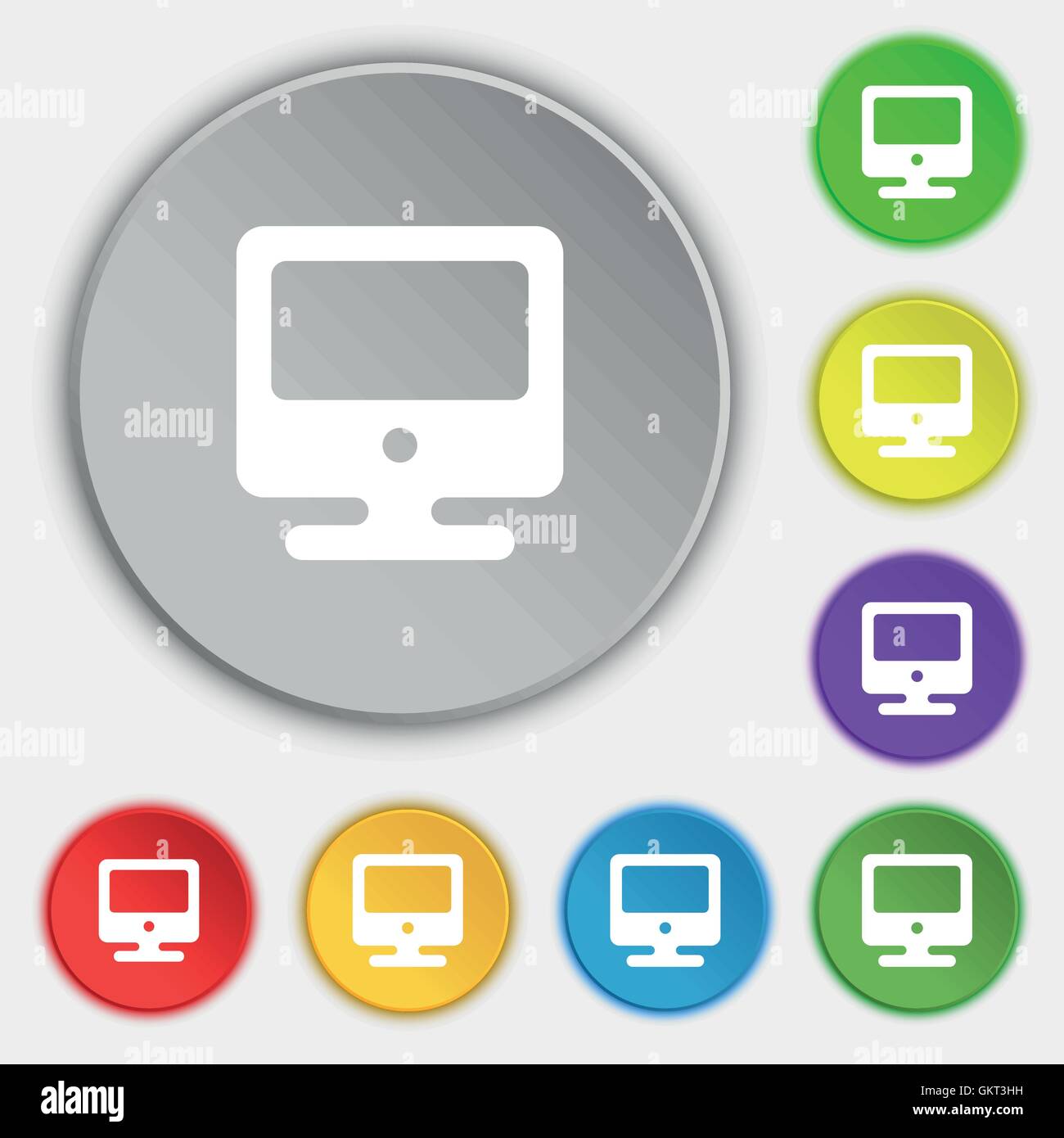 monitor icon sign. Symbol on five flat buttons. Vector Stock Vector ...