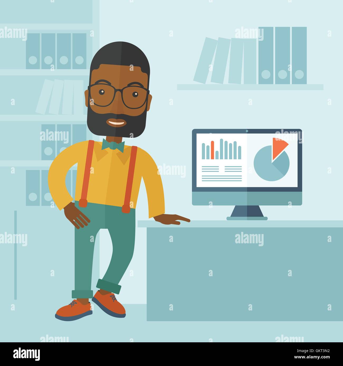 Man presenting a graph from his computer Stock Vector Image & Art - Alamy