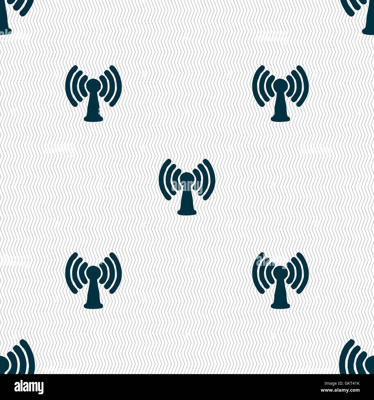 Wi-fi, internet icon sign. Seamless pattern with geometric texture. Vector Stock Vector