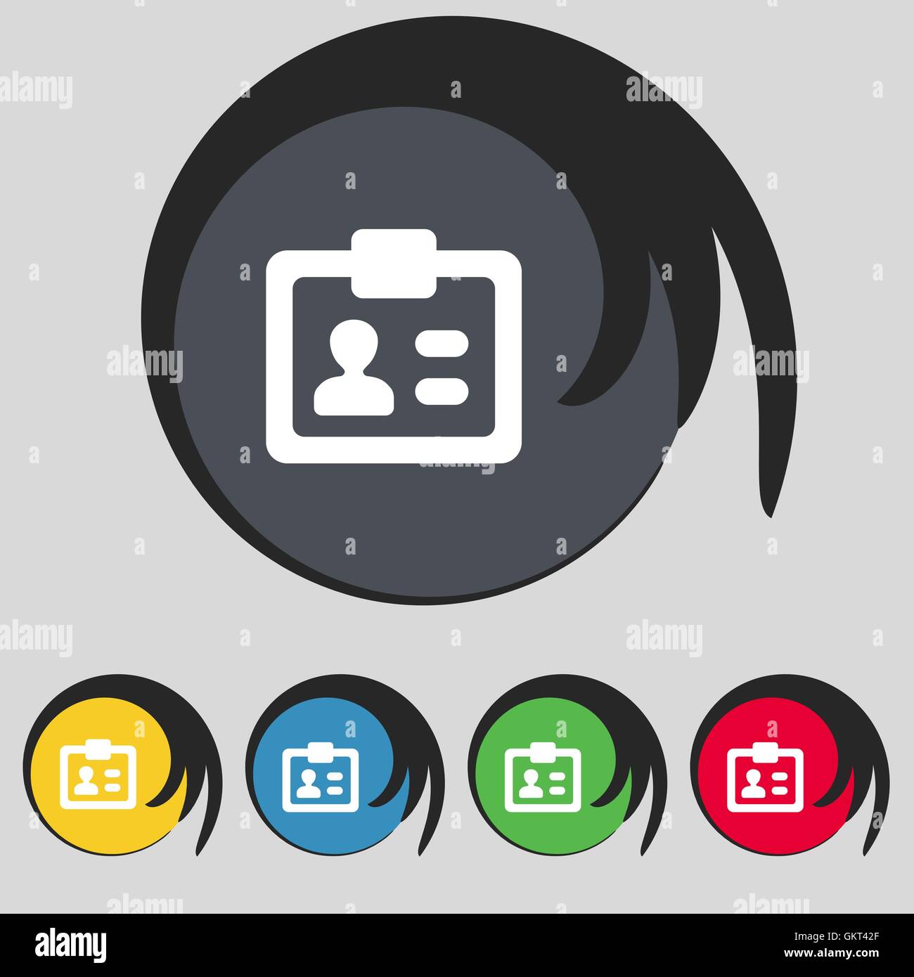 ID, Identity card icon sign. Symbol on five colored buttons. Vector ...