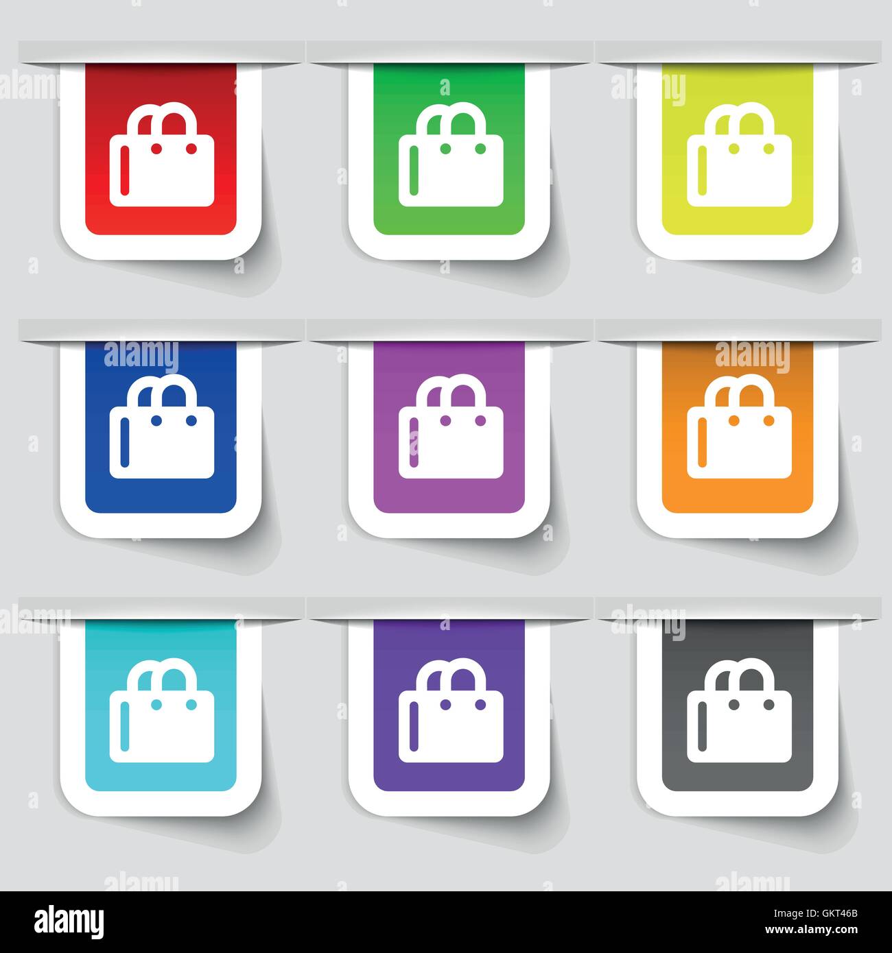 shopping bag icon sign. Set of multicolored modern labels for your