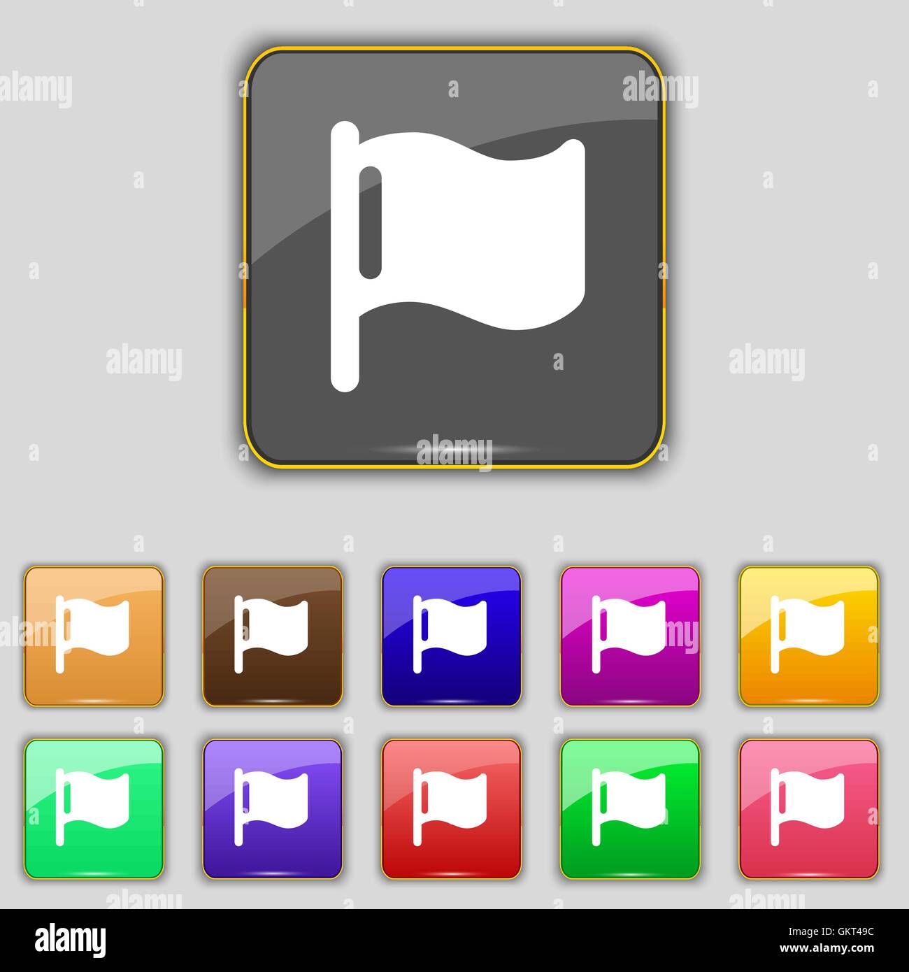 flag icon sign. Set with eleven colored buttons for your site. Vector ...