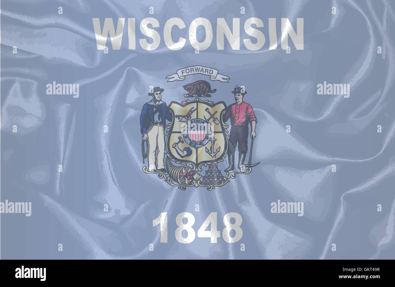 Wisconsin State Silk Flag Stock Vector