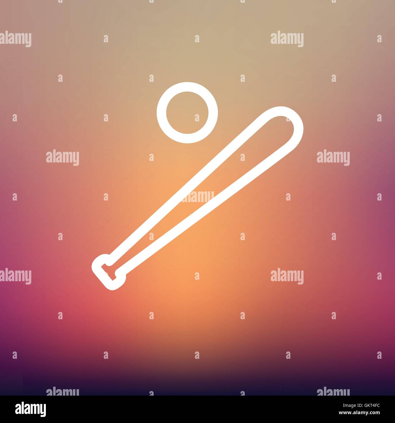 Baseball bat and ball thin line icon Stock Vector
