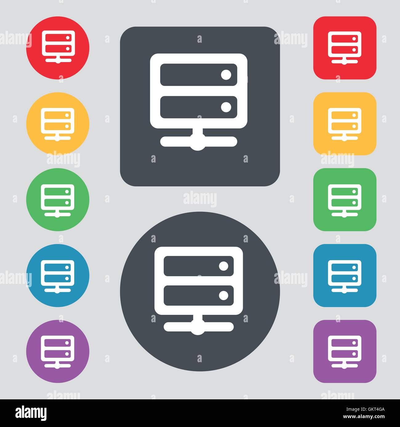 Server icon sign. A set of 12 colored buttons. Flat design. Vector Stock Vector Image & Art Alamy