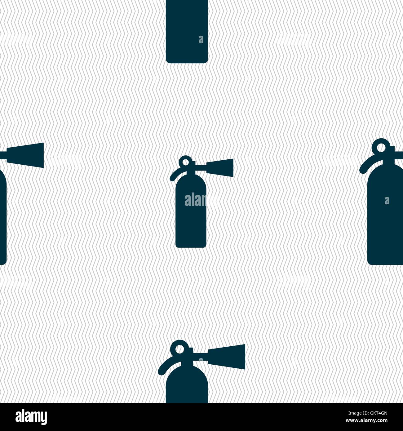 fire extinguisher icon sign. Seamless pattern with geometric texture. Vector Stock Vector
