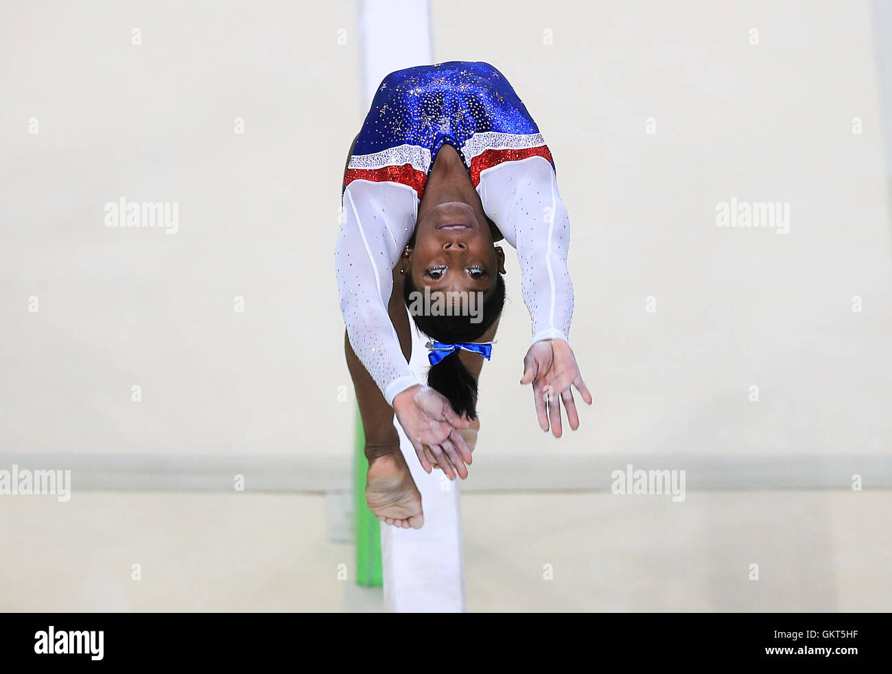 File photo dated 11-08-2016 of USA's Simone Biles performs on the balance beam during the Women's Artistic Gymnastics Individual All-Around Final at the Rio Olympic Arena on the sixth day of the Rio Olympic Games, Brazil. Stock Photo