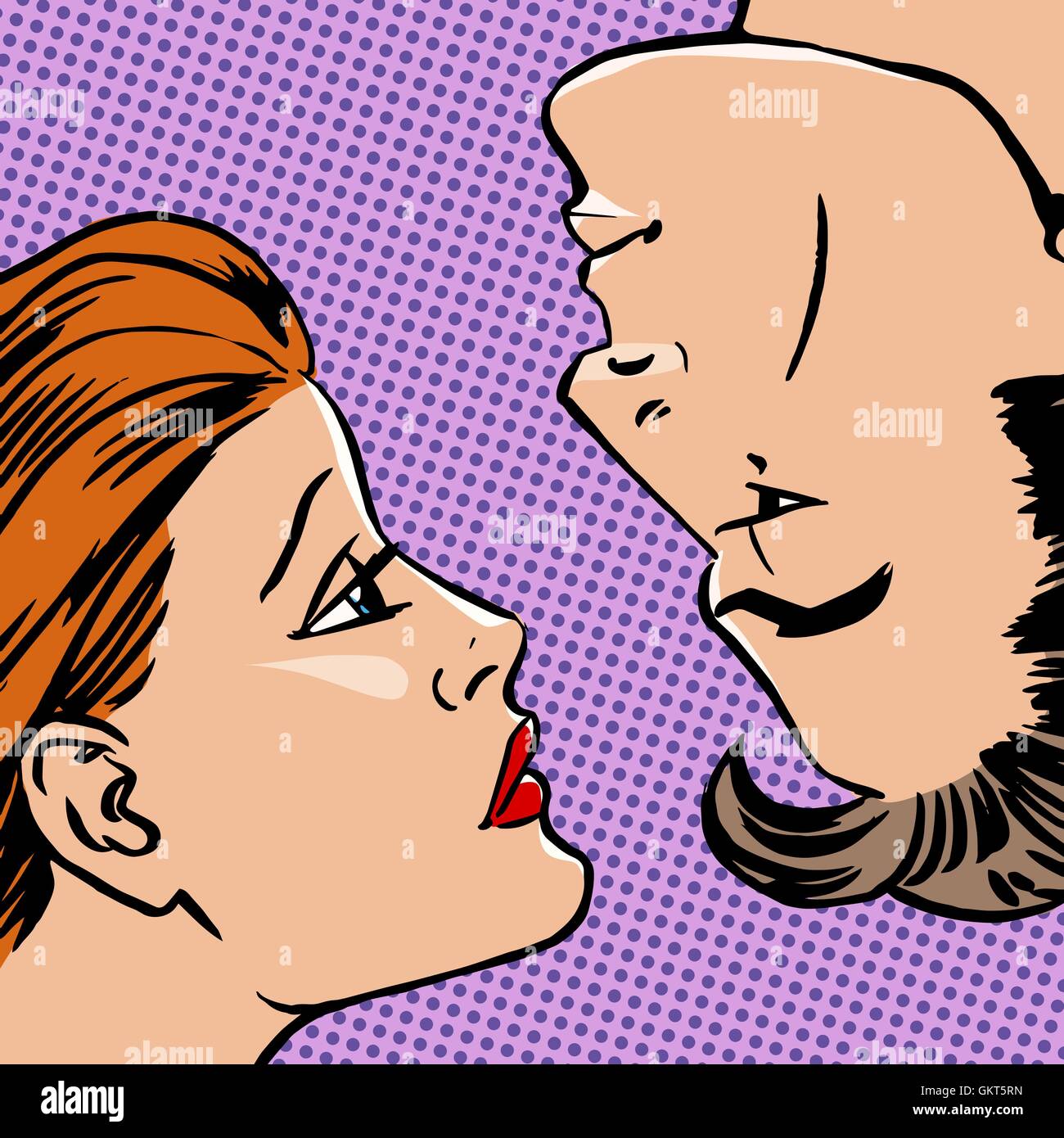 Girl and boy face love of youth beauty style art pop Stock Vector