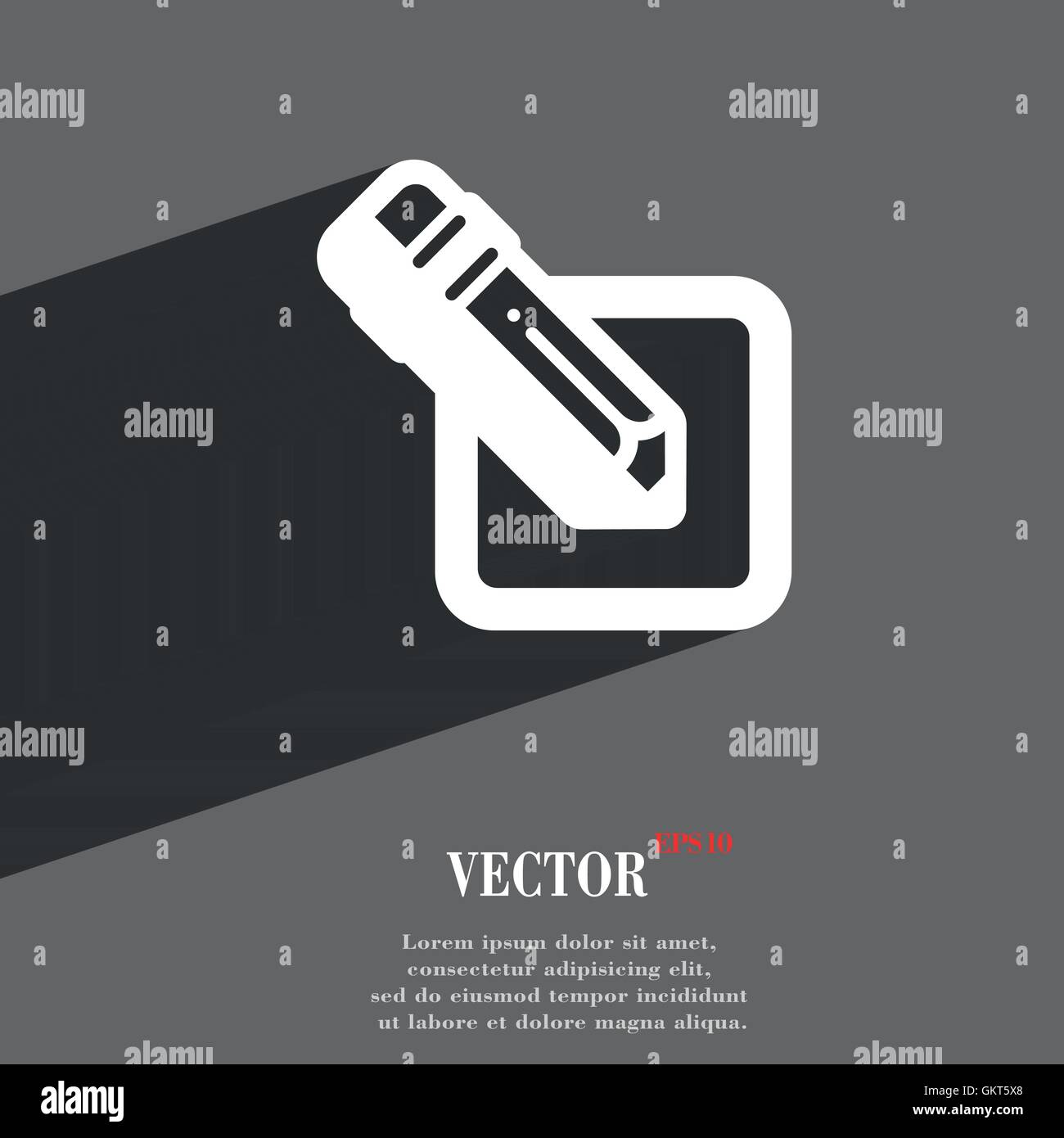 pencil icon symbol Flat modern web design with long shadow and space for your text. Vector Stock Vector
