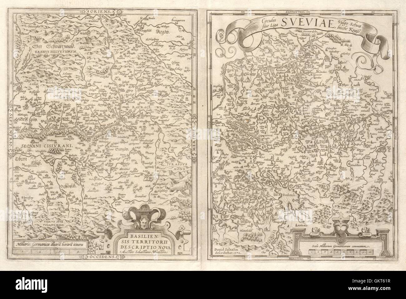 Basiliensis Territorii/Circulus … Sueviae. Basel/Swabia. ORTELIUS, 1584 map Stock Photo