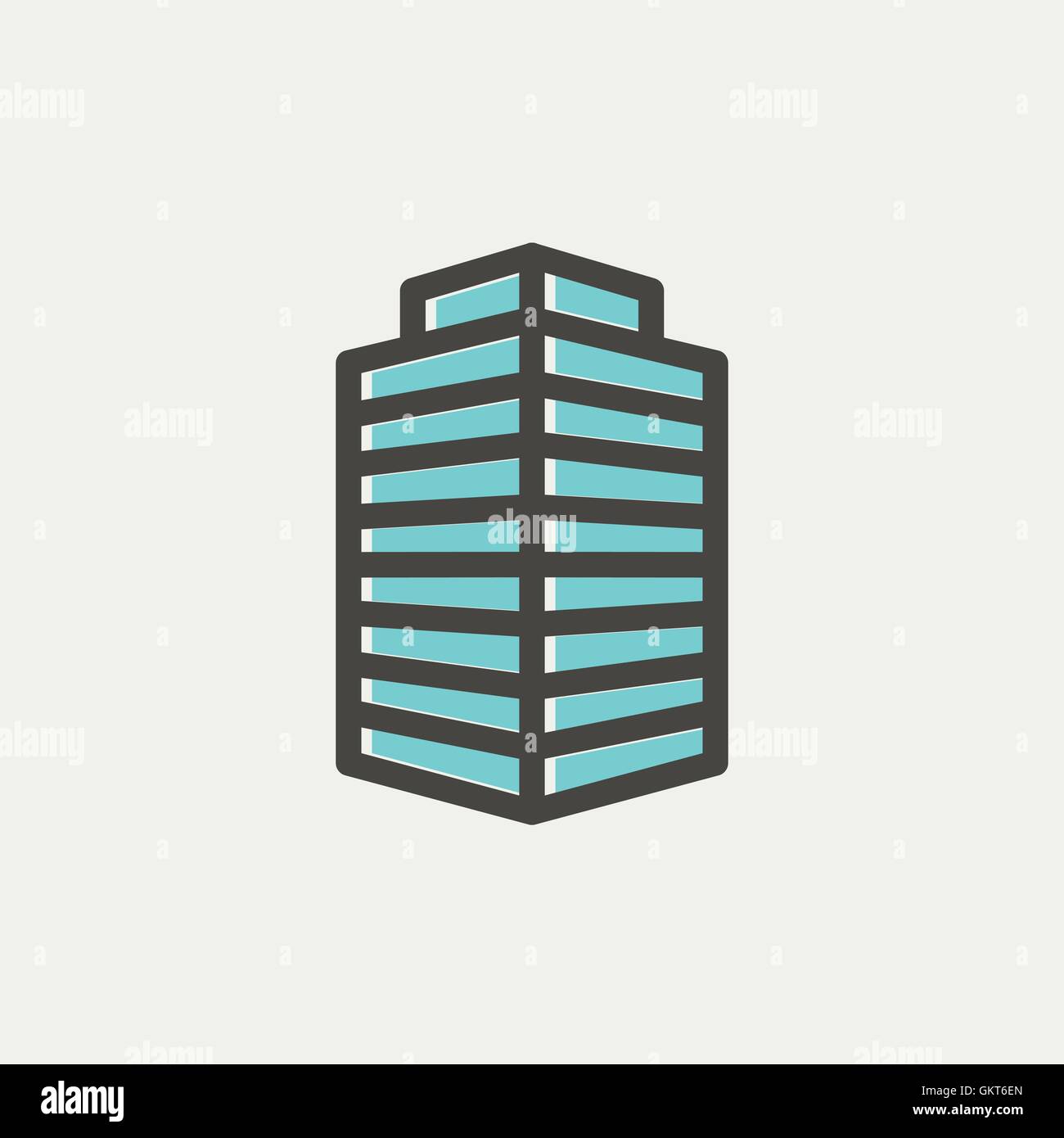 Small Office building thin line icon Stock Vector