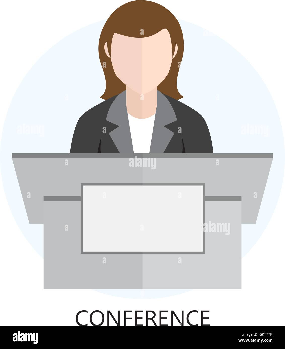 Conference Icon Flat Design Concept Stock Vector
