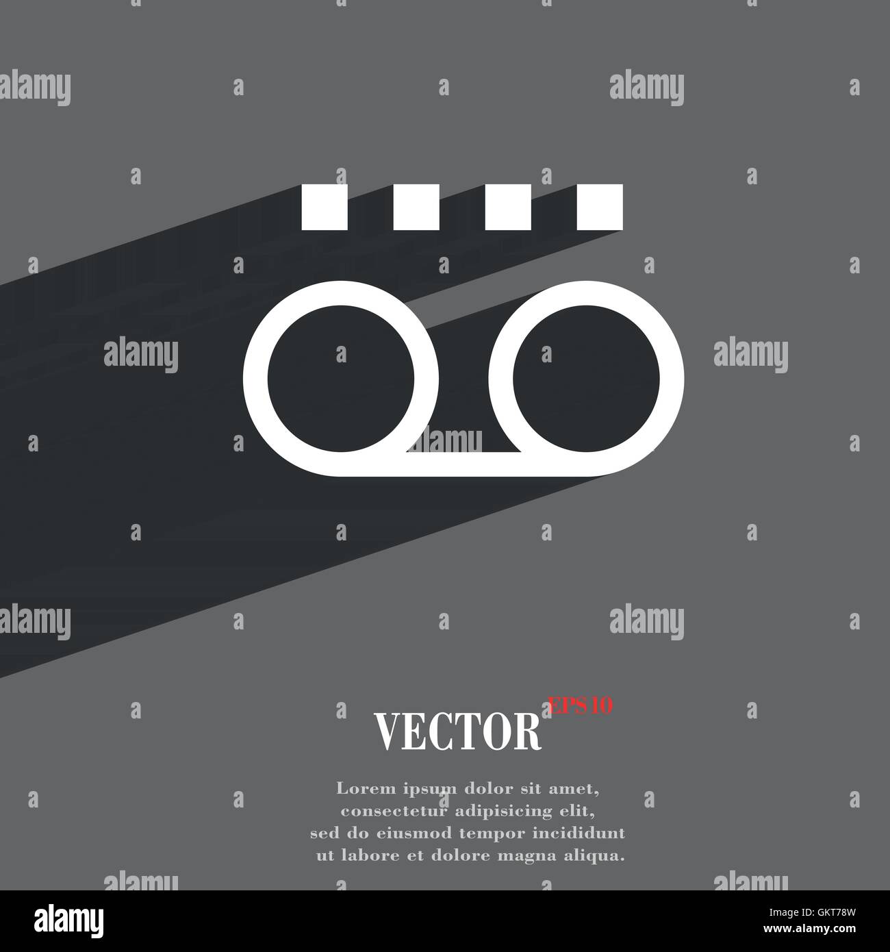 audio cassette icon symbol Flat modern web design with long shadow and ...