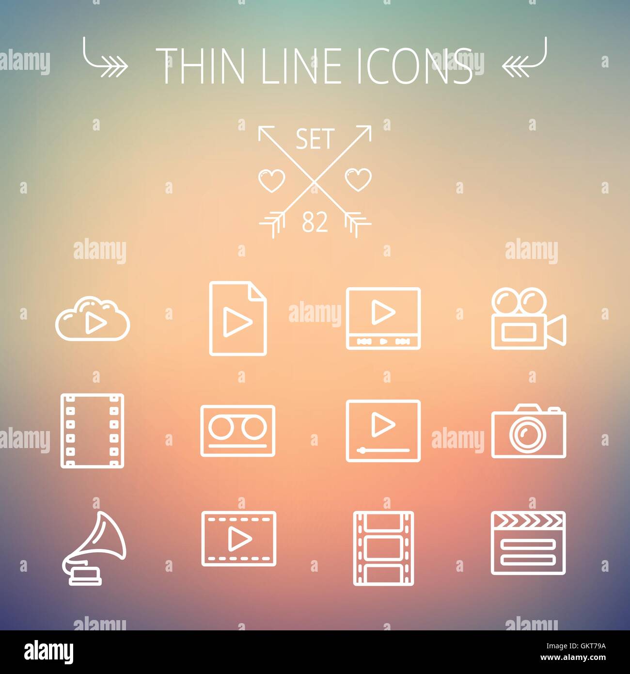 Mutimedia thin line icon set Stock Vector Image & Art - Alamy