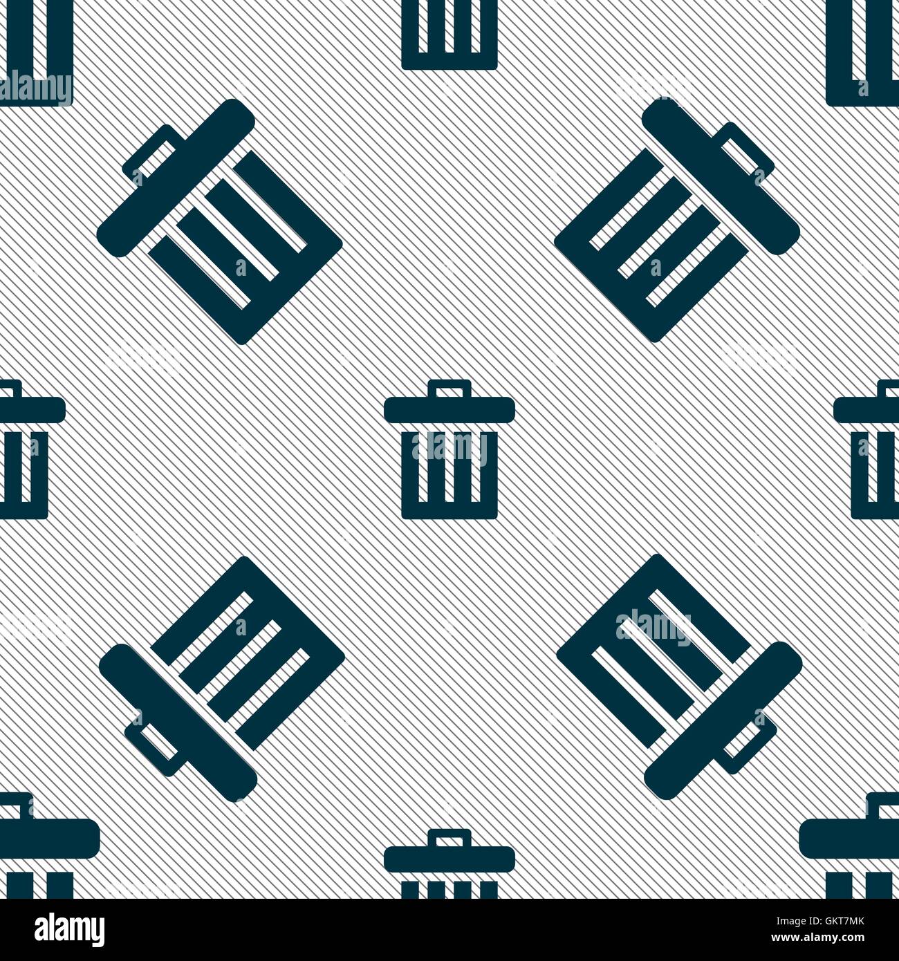 Recycle bin icon sign. Seamless pattern with geometric texture. Vector ...