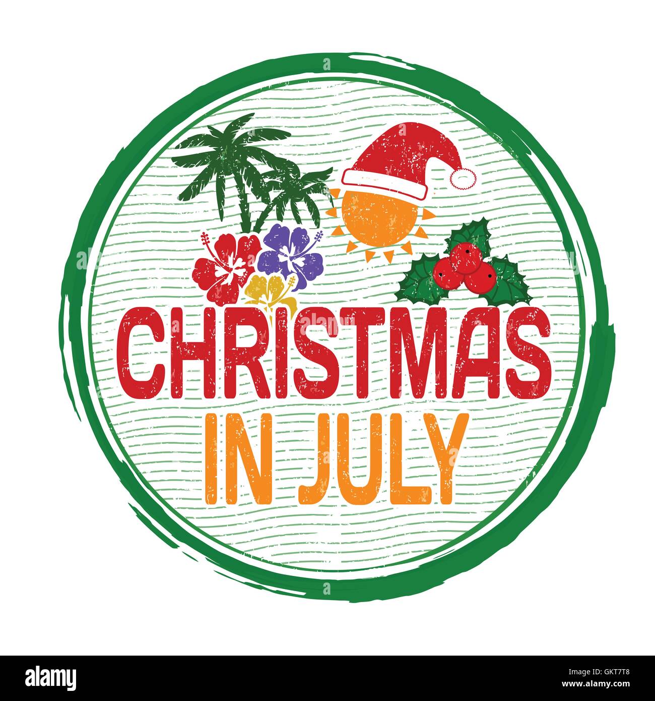Christmas in july stamp Stock Vector